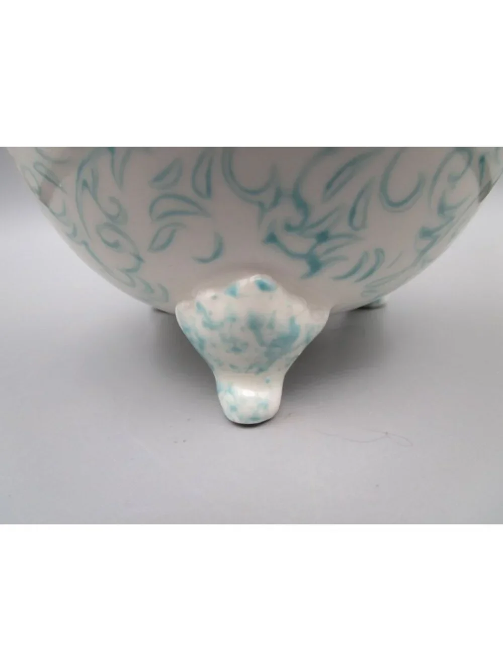 Anthropologie Attingham Collection Stoneware Footed Cup Handle Blue White Swirl